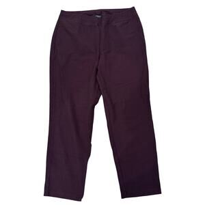 Eileen Fisher Slim Ankle Burgundy Washable Stretch Crepe Pull-On Pants, Petite M
